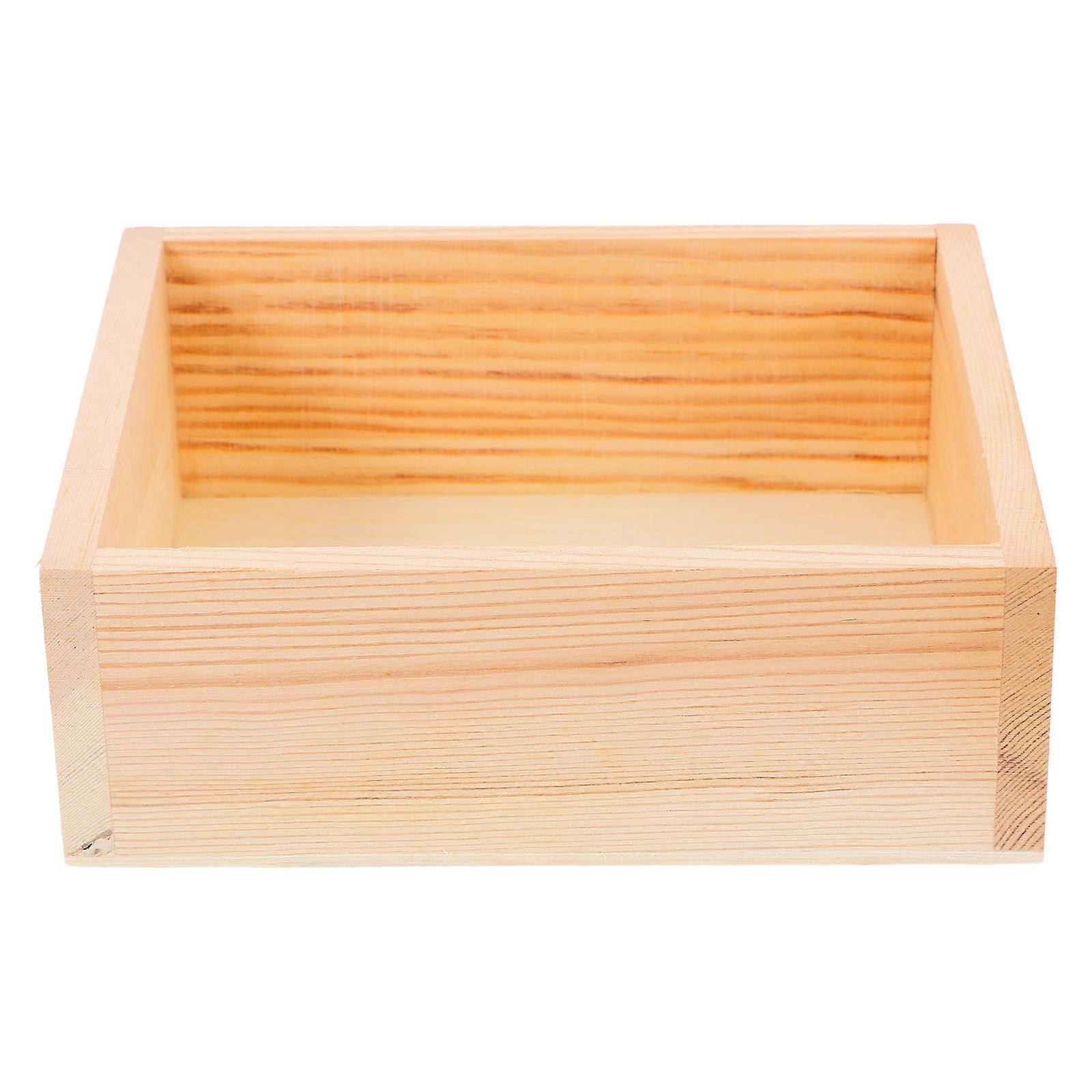 Wooden Sake Cup Box with Light Yellow Finish for Home Use and Organizing Small Japanese Design 6.5 x 4.3 x 3.1 Inches