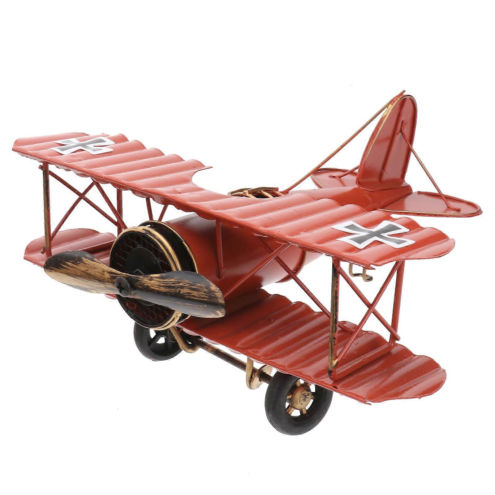 Retro Metal Plane Model Craft for Home Decor Multi Color Iron Material 7 Inch Long