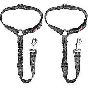 Adjustable 2-Pack Dog Car Harness with Headrest Restraint – Elastic & Reflective Stripes for Safe Travel in Vehicle – Pet Safety Harness