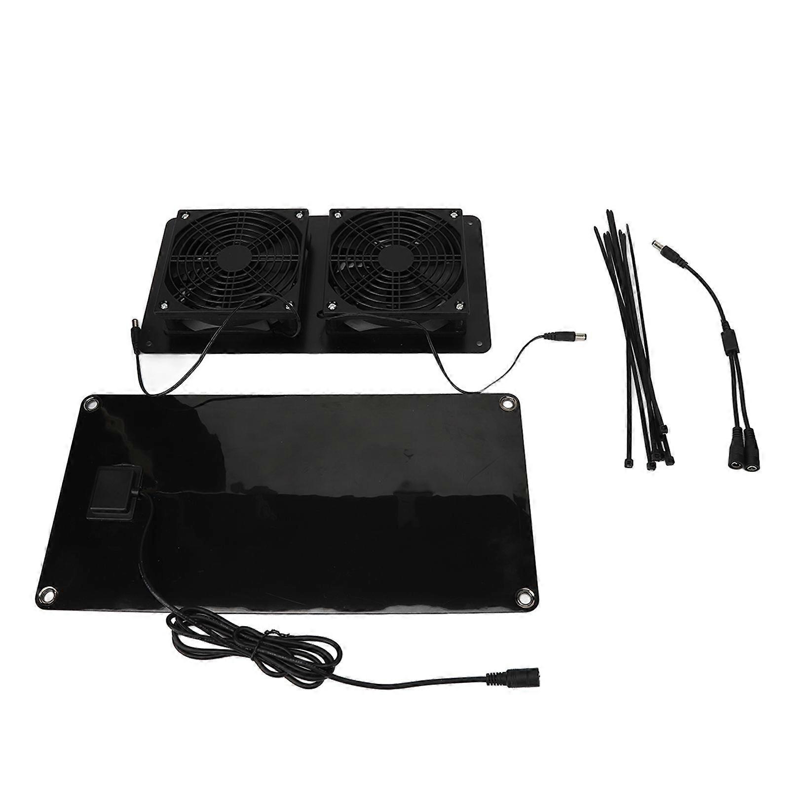 10W Solar Panel Powered Fan Efficient Fast Cooling Solar Powered Dual Fan Kits for Chicken Coop Shed Pet Houses