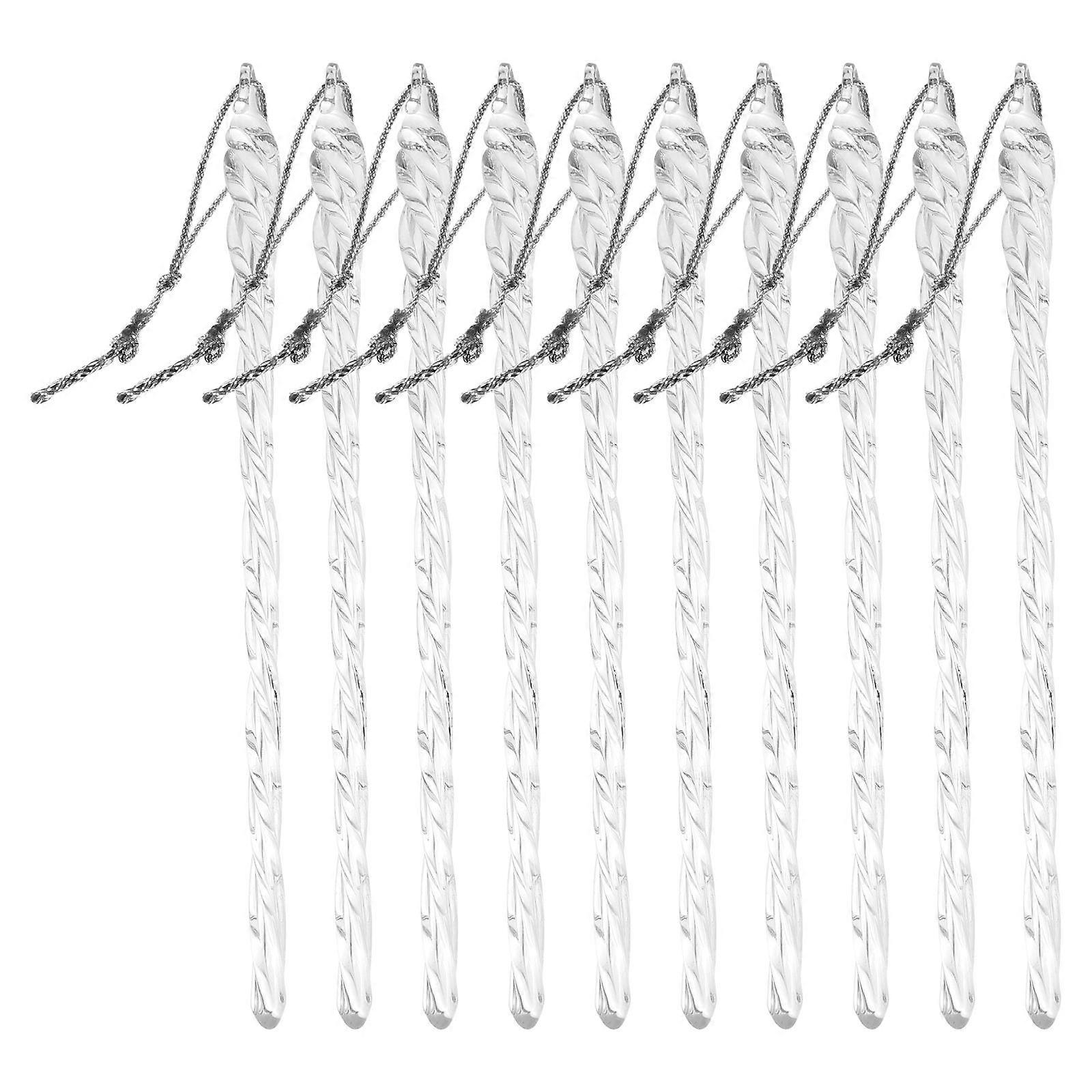 Transparent Icicles Decorations 10Pcs Twisted Design Home Decor For Christmas Tree 10X0.5CM Premium Quality