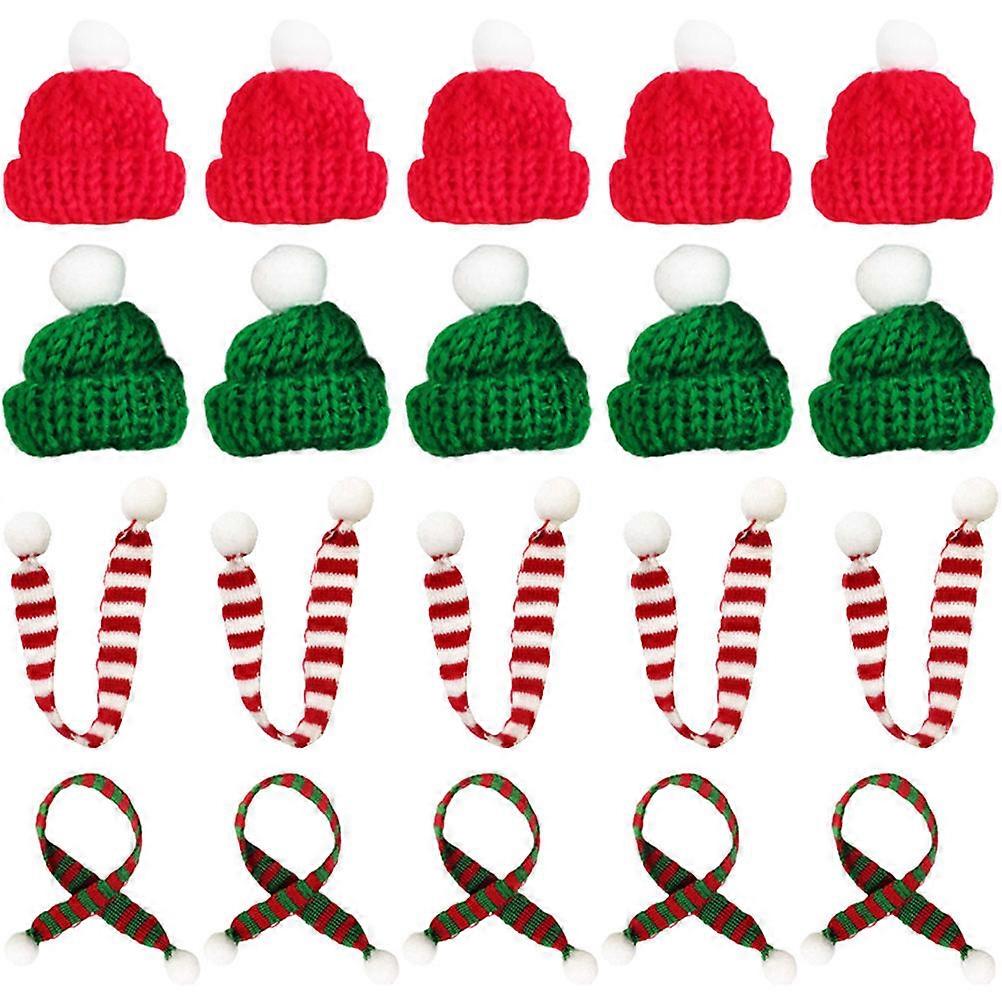 Woolen Mini Santa Hats for DIY Crafts Assorted Color Christmas Party Decorations 20 Pieces