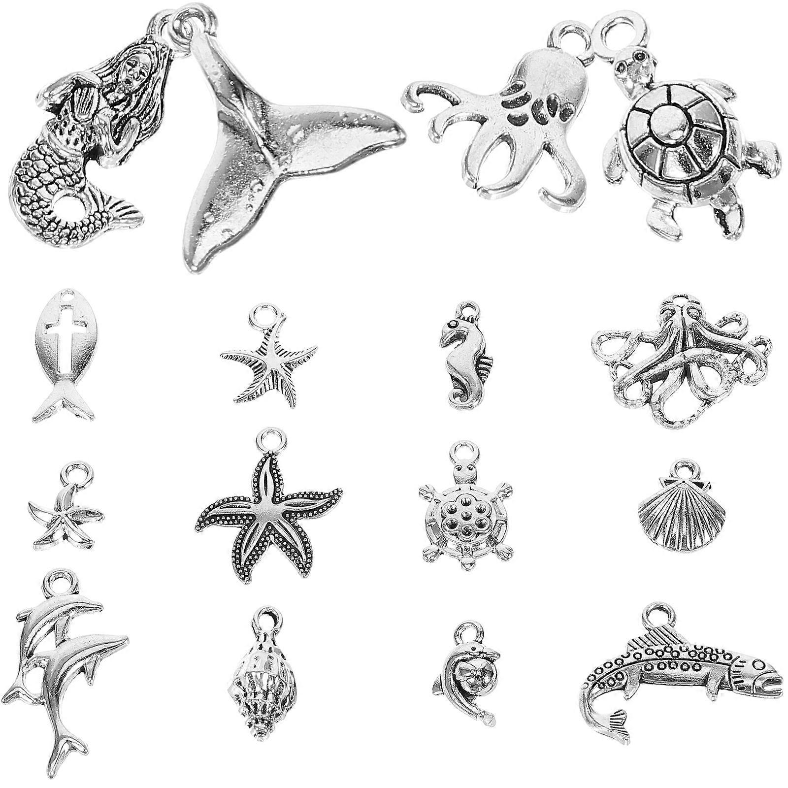 Turtle Shell Ocean Findings For DIY Enthusiasts Jewelry Making In Silver Color 15Pcs
