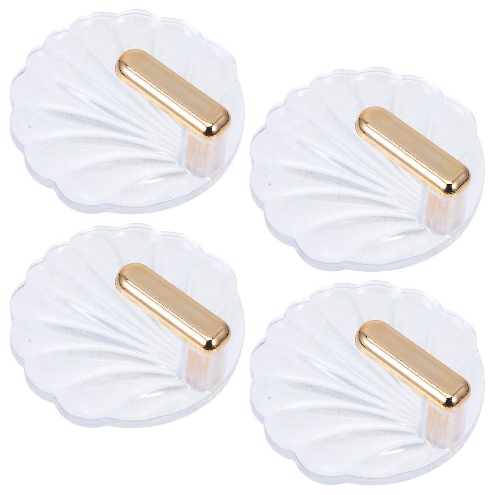 4pcs Decorative Shell Wall Hooks, Self Adhesive Heavy Duty Kitchen Storage for Towels, Keys & Accessories, No Drill Easy Installation Design for Home