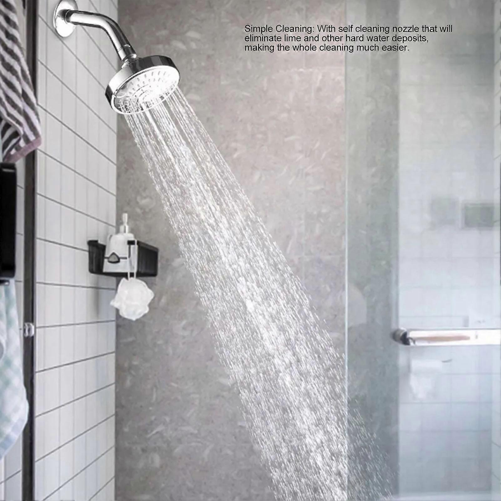 5 Mode justerbart brusehoved i rustfrit stål, 4 tommer sølv