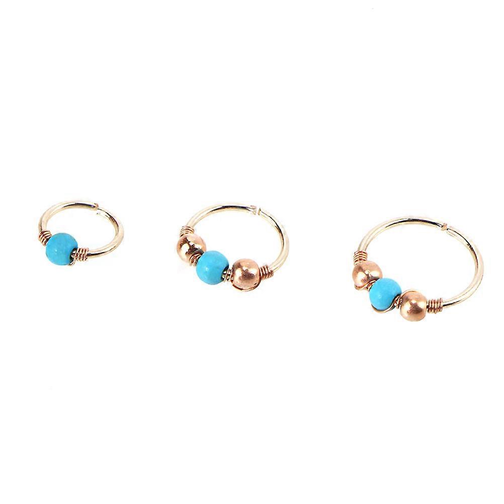 Rose Gold Copper Nose Rings Set of 3 High Polished Comfortable Nose Piercing Jewelry for Decoration 6mm 8mm 10mm