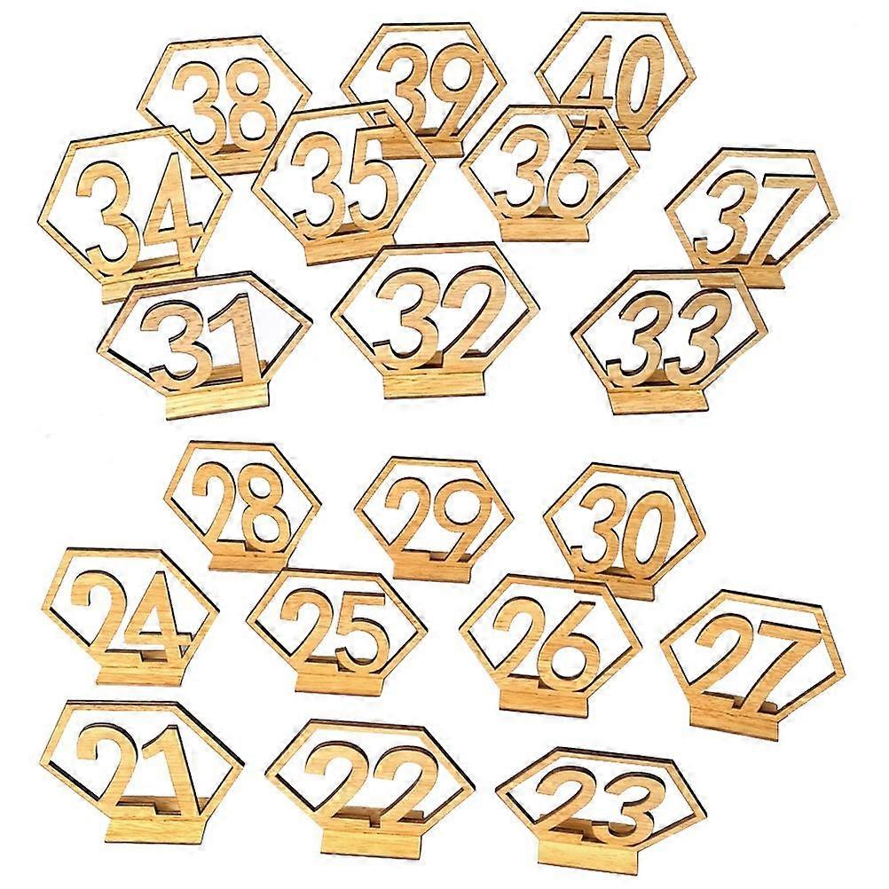 Wooden Table Numbers with Holder Base for Wedding Decoration Light Brown 20pcs 2140
