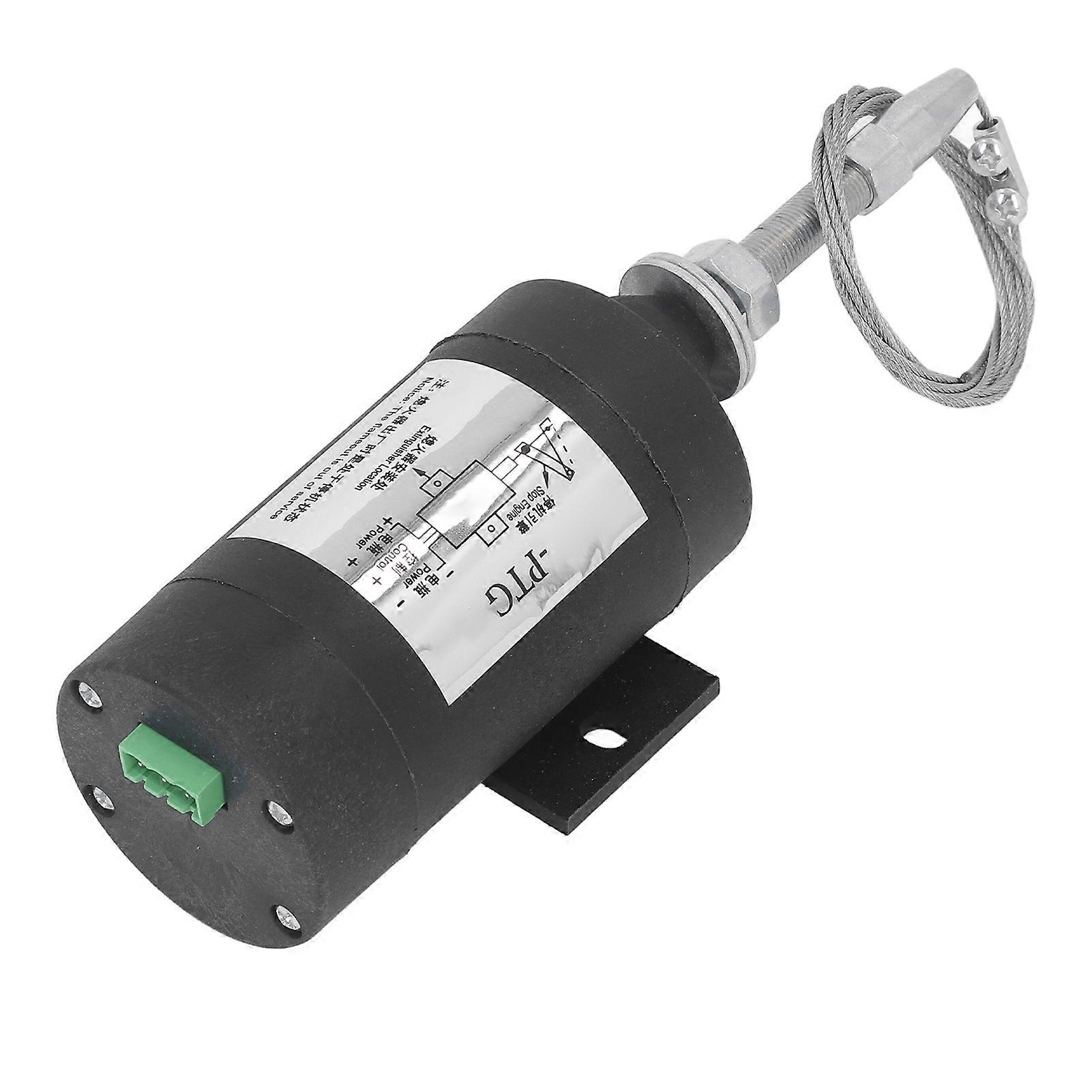 Engine Stop Valve Low Working Current Overload Protection Fuel Shut Off Solenoid Valve for Diesel Engine Power On Normally Open 24V 