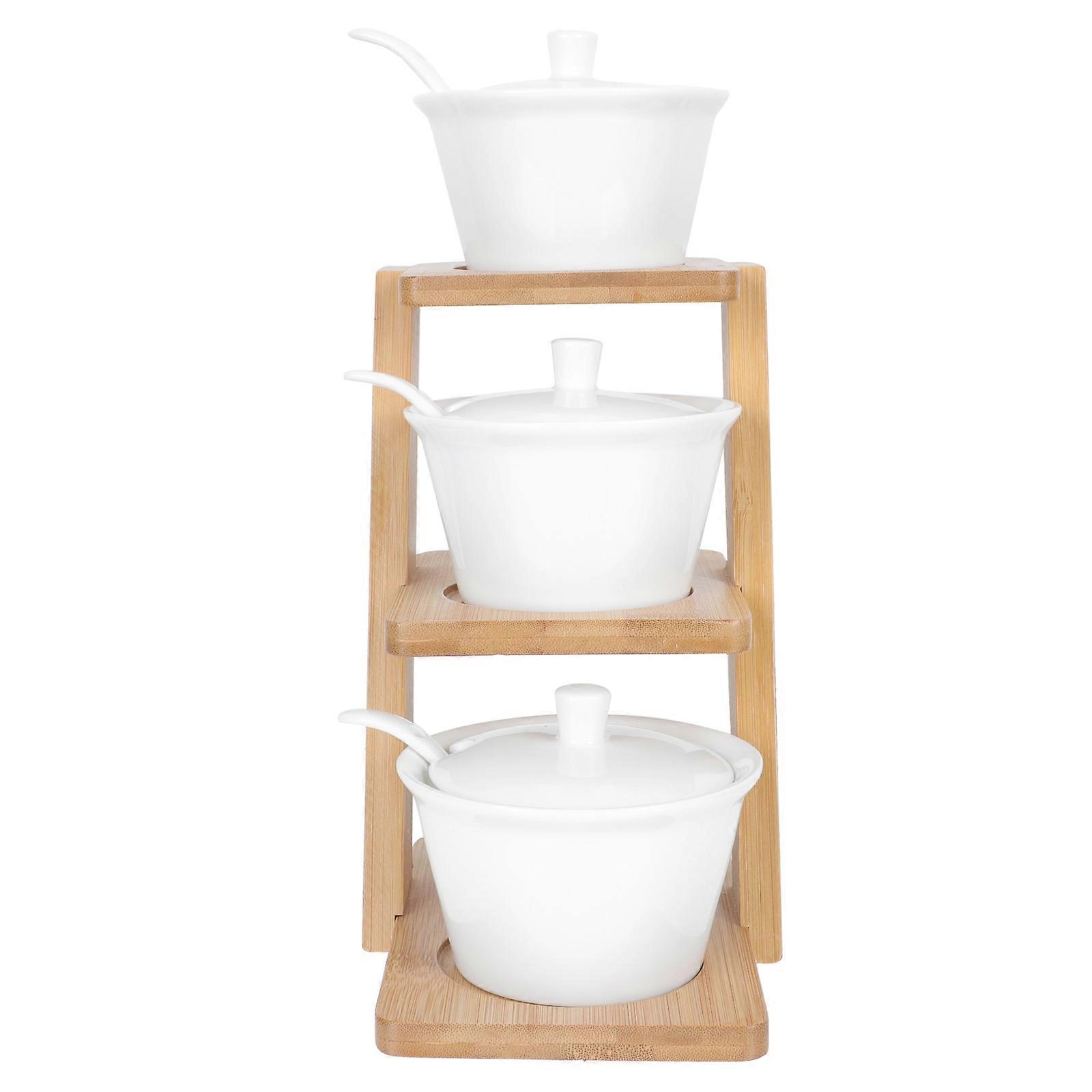 Spice Container With Bamboo Tray Ideal For Kitchen Use Providing Easy Cleaning And Moisture Protection In Assorted Color 1 Set