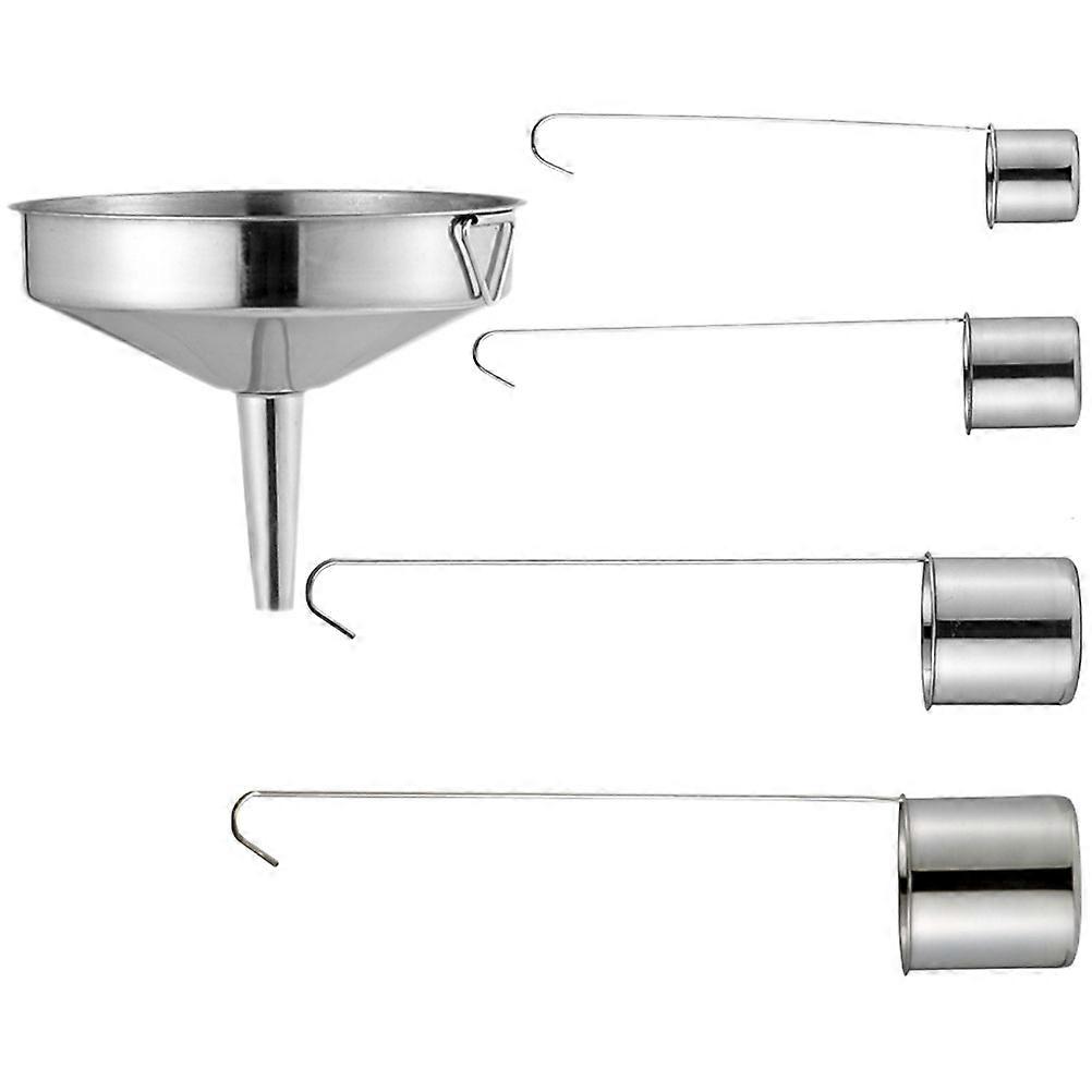 Stainless Steel Kitchen Funnel with Ladle for Transferring Oil Wine Sauce Silver Multifunctional