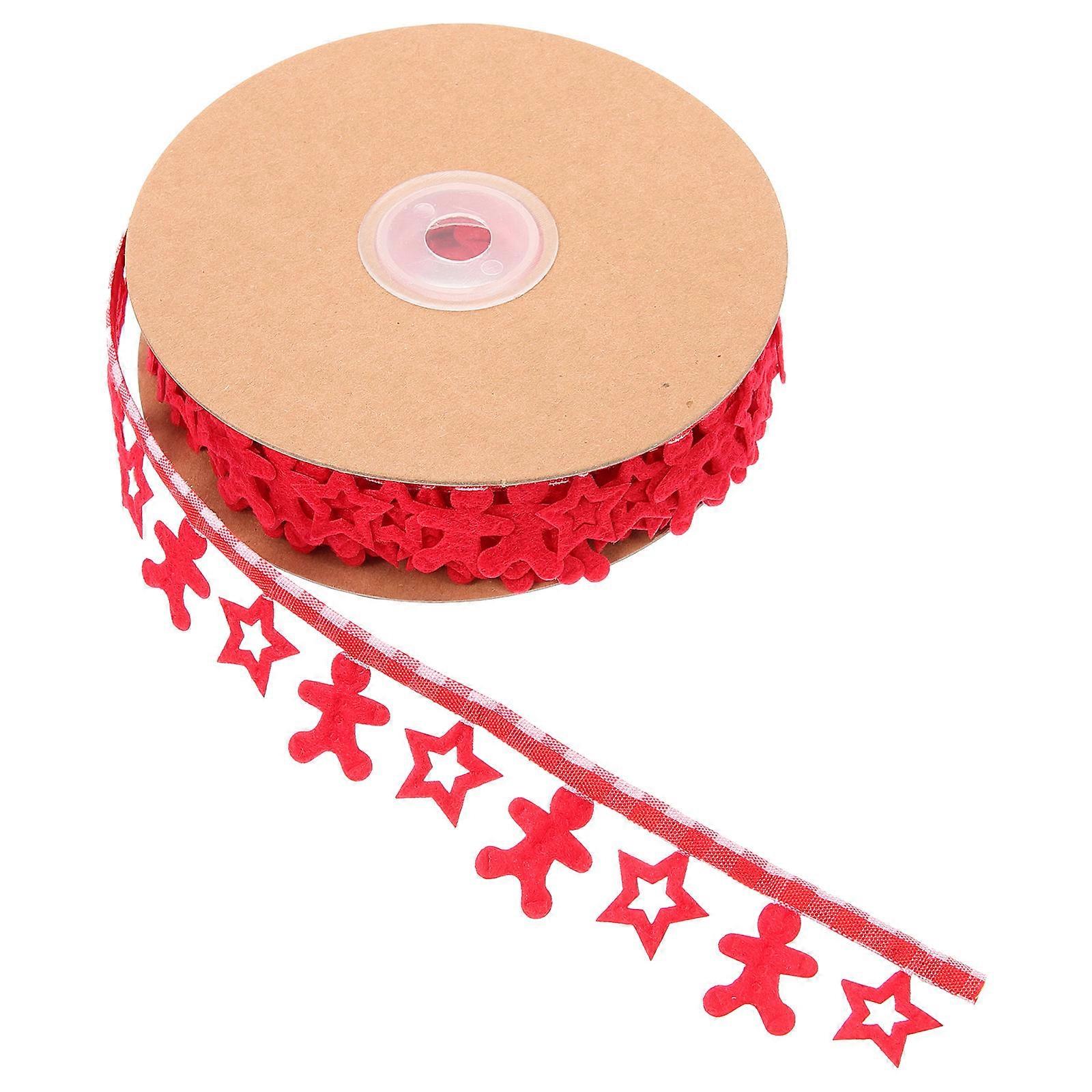 Star Print Christmas Ribbon For Gift Wrapping In Red Color With Rustic Style 1 Roll