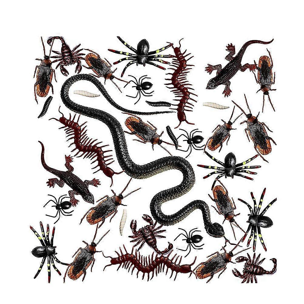 Halloween Trick Prop with LifeLike Fake Spider Snake Scorpion in Assorted Colors for Mischief Plastic 148pcs