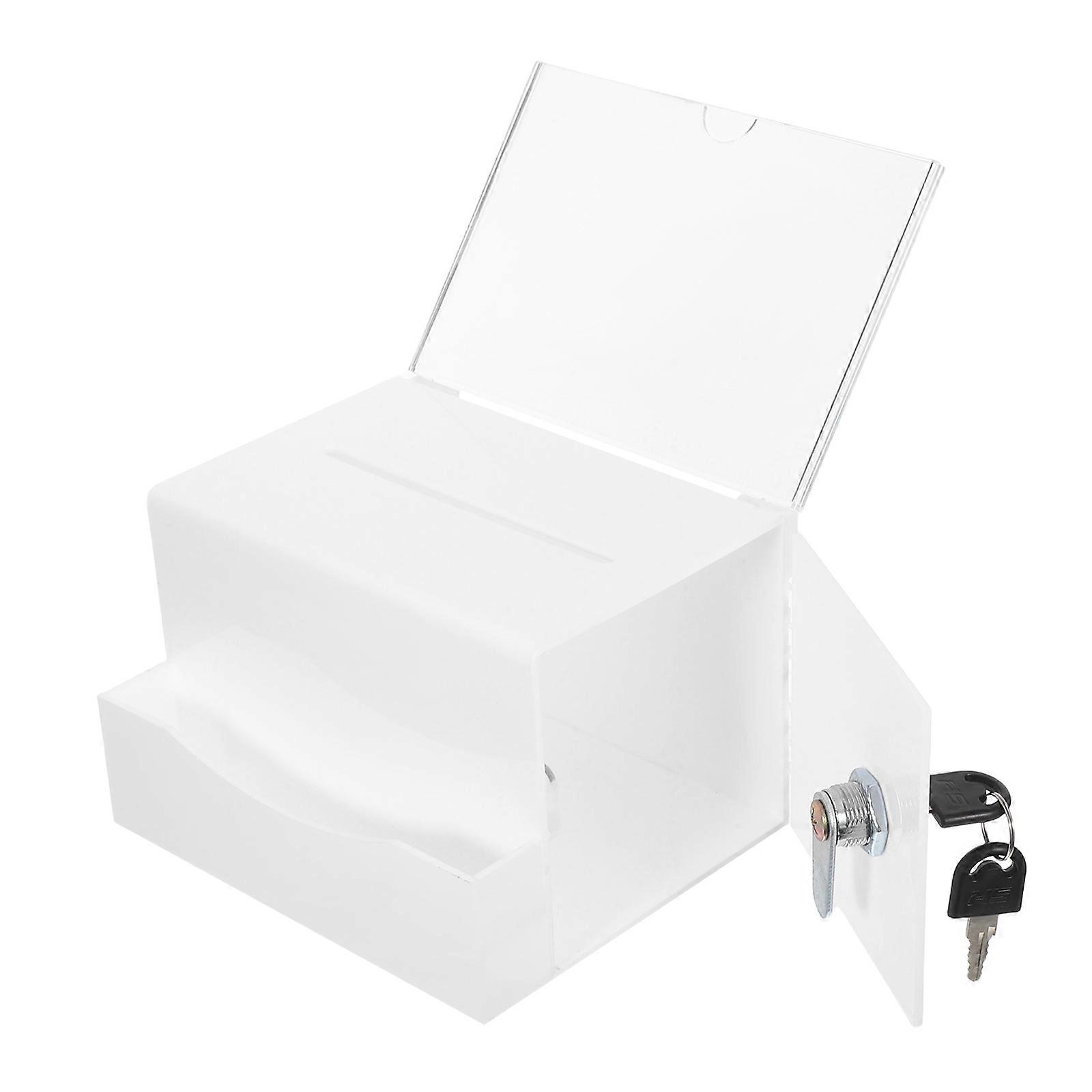 Acrylic Donation Box with Lock, Large Ballot Box for Feedback, Business Cards, Raffle Tickets, Suitable for Charity, Office, Contest, and Event Use