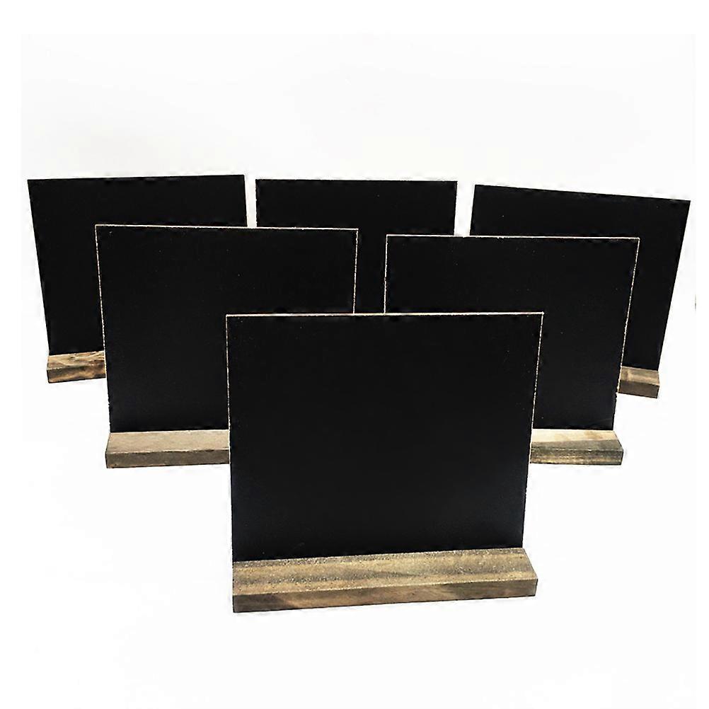 5pcs Mini Tabletop Chalkboards with Support Creative Wooden Message Board Signs Dinner Party Table Decorative Blackboard (Black)