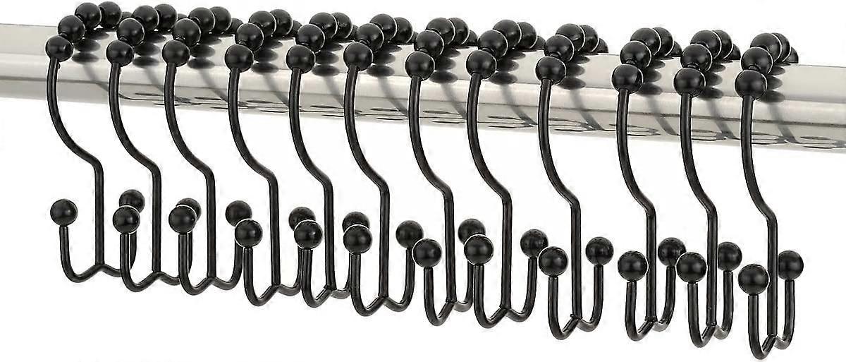 12pc Shower Curtain Hooks Rings - Rust-Resistant  Double Glide Shower Hooks