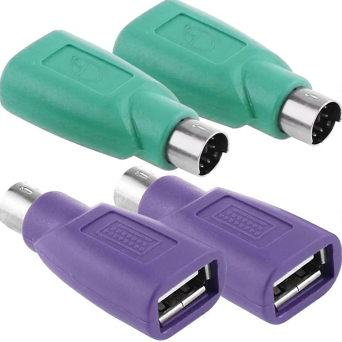 PS/2 to USB A Adapter Male to Female for Mouse and Keyboard, Pack of 4