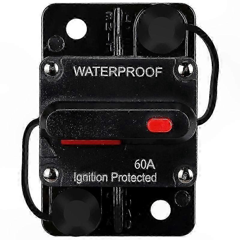 DC Circuit Breaker, Waterproof Manual Reset, 12V-48V, 60A for Automotive and Marine Applications