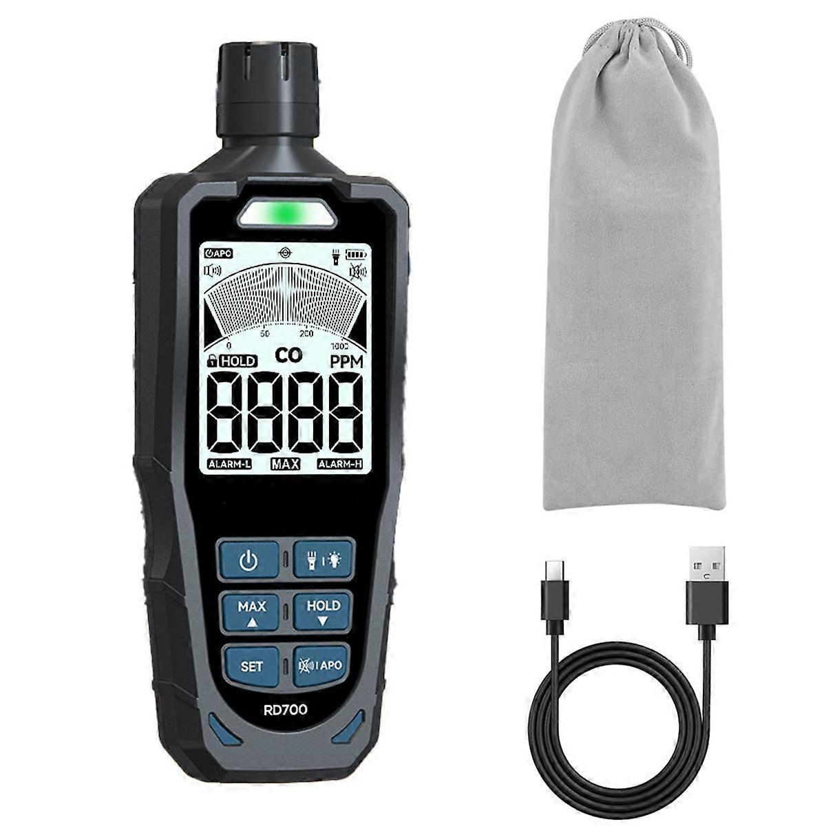 1000 PPM(10% Accuracy) Carbon Monoxide Detector CO Detector with Adjustable Thresholds,Visual & Aud