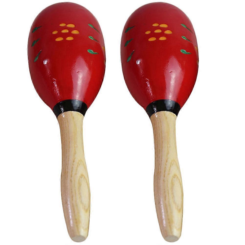 Kids Musical Instruments Wood Handle Maracas Shakers for Kids Entertainment Red Material with 1 Pair