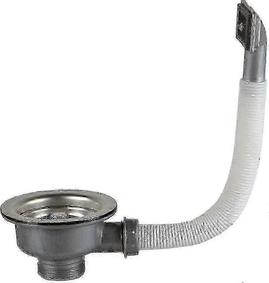 Stainless Steel Kitchen Sink Strainer Basket with Rectangular Overflow and Drain Assembly
