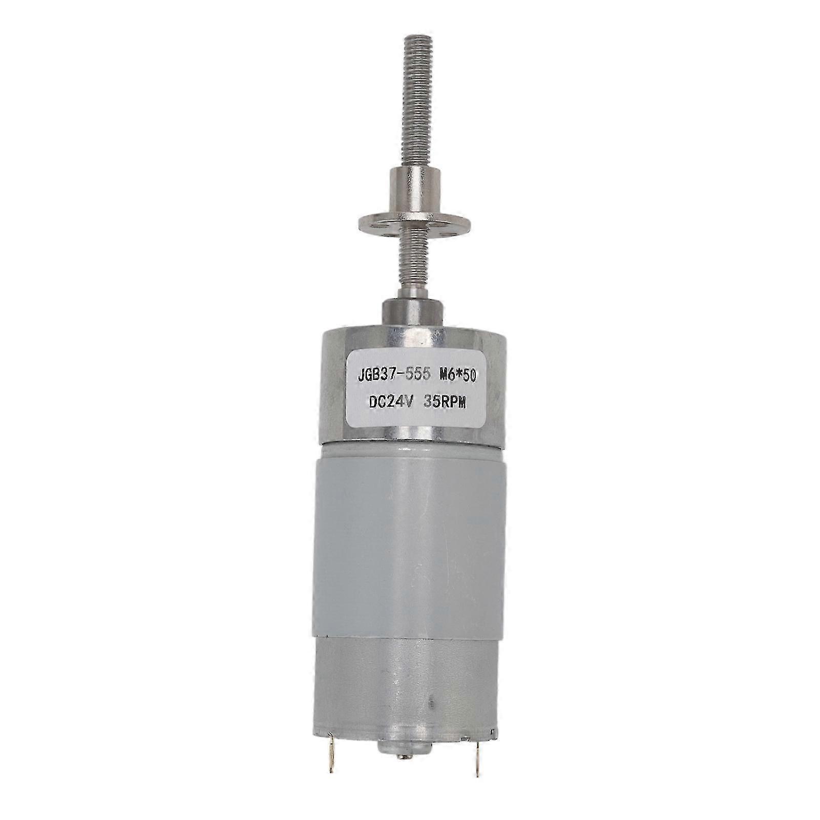DC Geared Motor M6x50 Thread Self Locking Aluminum Alloy Shell Brass Coil Speed Reduction Motor with Flange DC24V 35RPM