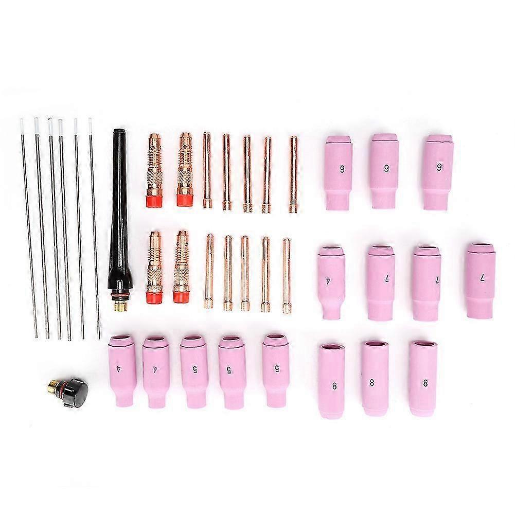 37st TIG-delar Volframelektrod Aluminiumoxid Munstycke Spännhylsa Kropp Rygglock för WP17/18/26 Torch37st