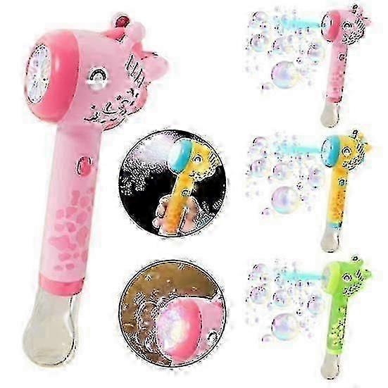 電気キリンバブルメーカーワンドライト付き10穴漫画動物キッズハンドヘルド自動バブルブロワーマシンおもちゃ男の子女の子誕生日プレゼント