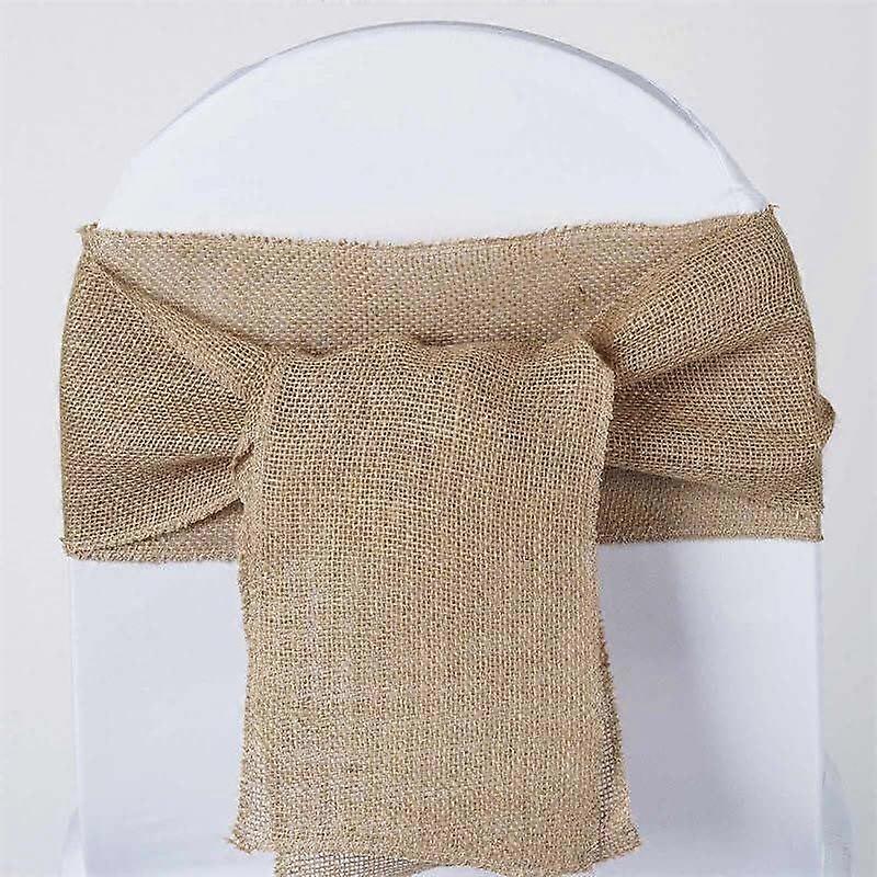 5PCS X Splendid Burlap Chair Sash Natural Tone