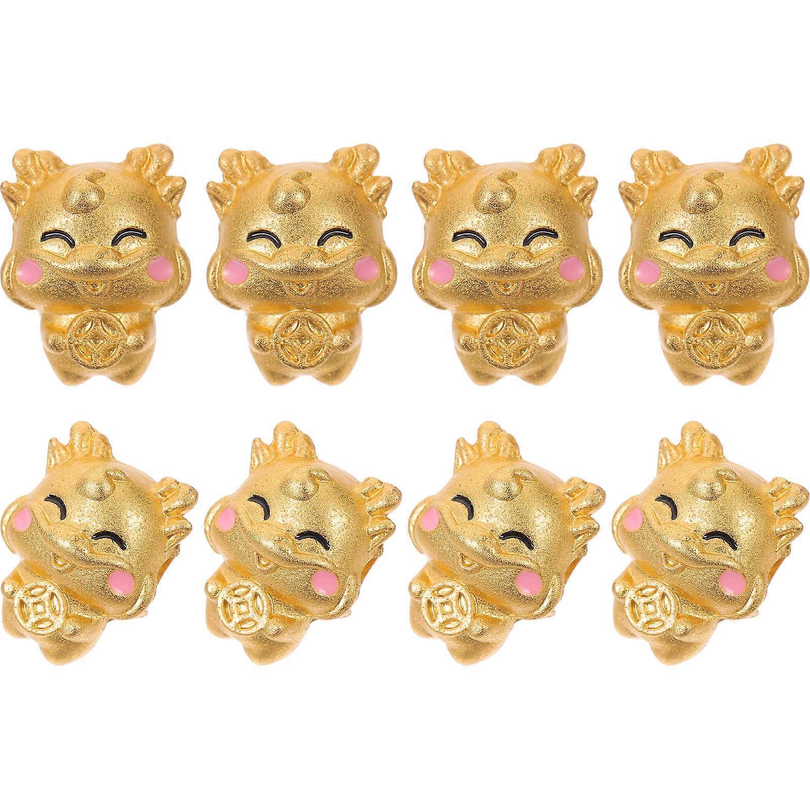8Pcs Dragon-Shaped Alloy Beads for DIY Jewelry Making Golden Color Small and Durable 10mm