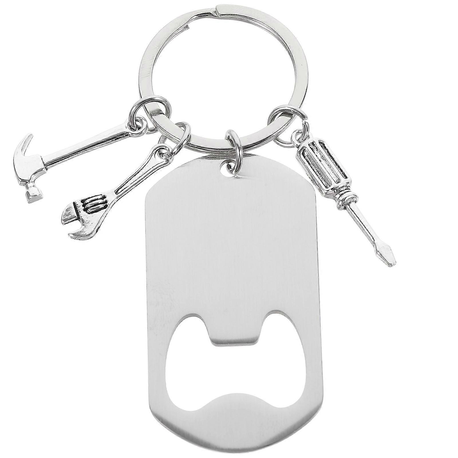 Creative Silver Bottle Opener Keyring for Beverage Use Metal Keychain