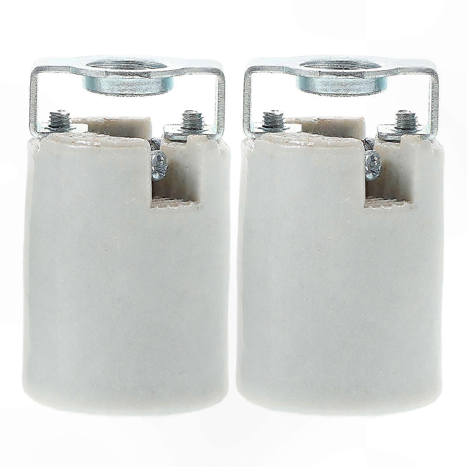 2-Pack E14 Porcelain Lamp Holder with Ceramic Socket for LED Bulb Replacement