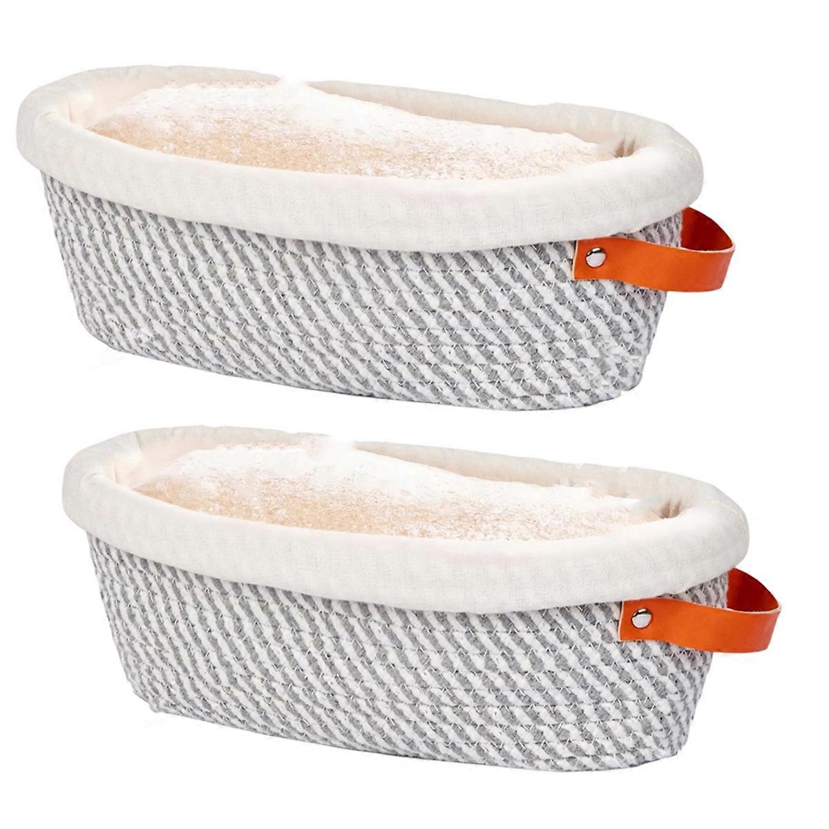 2pcs Cotton Rope Banneton Bread Proofing Basket, Oval Bread Basket with Liners & Covers for Artisan