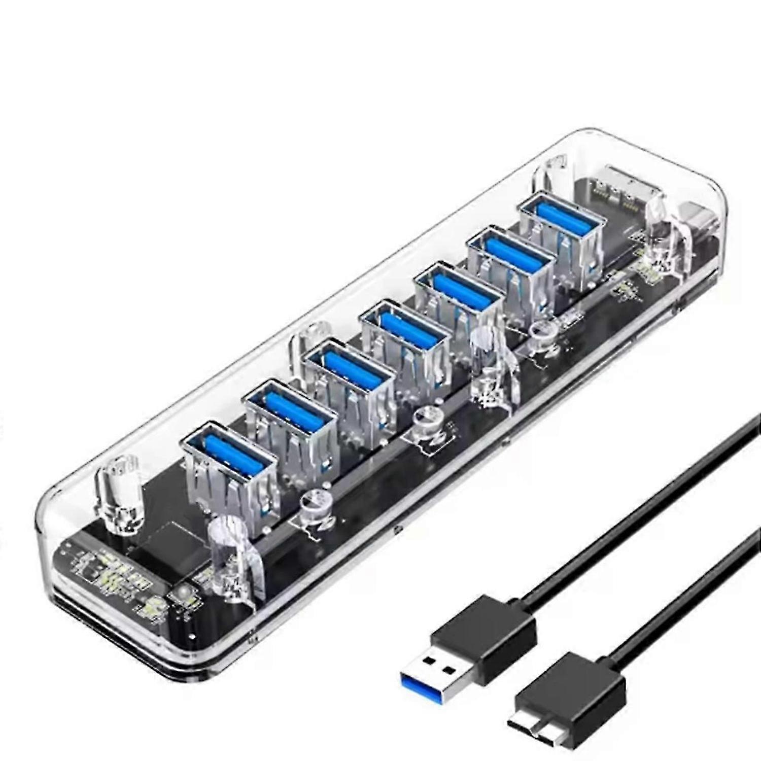USB HUB Multi 7 Port High Speed USB3.0 Splitter with Micro-USB Power Port for Laptop PC OTG Adapter