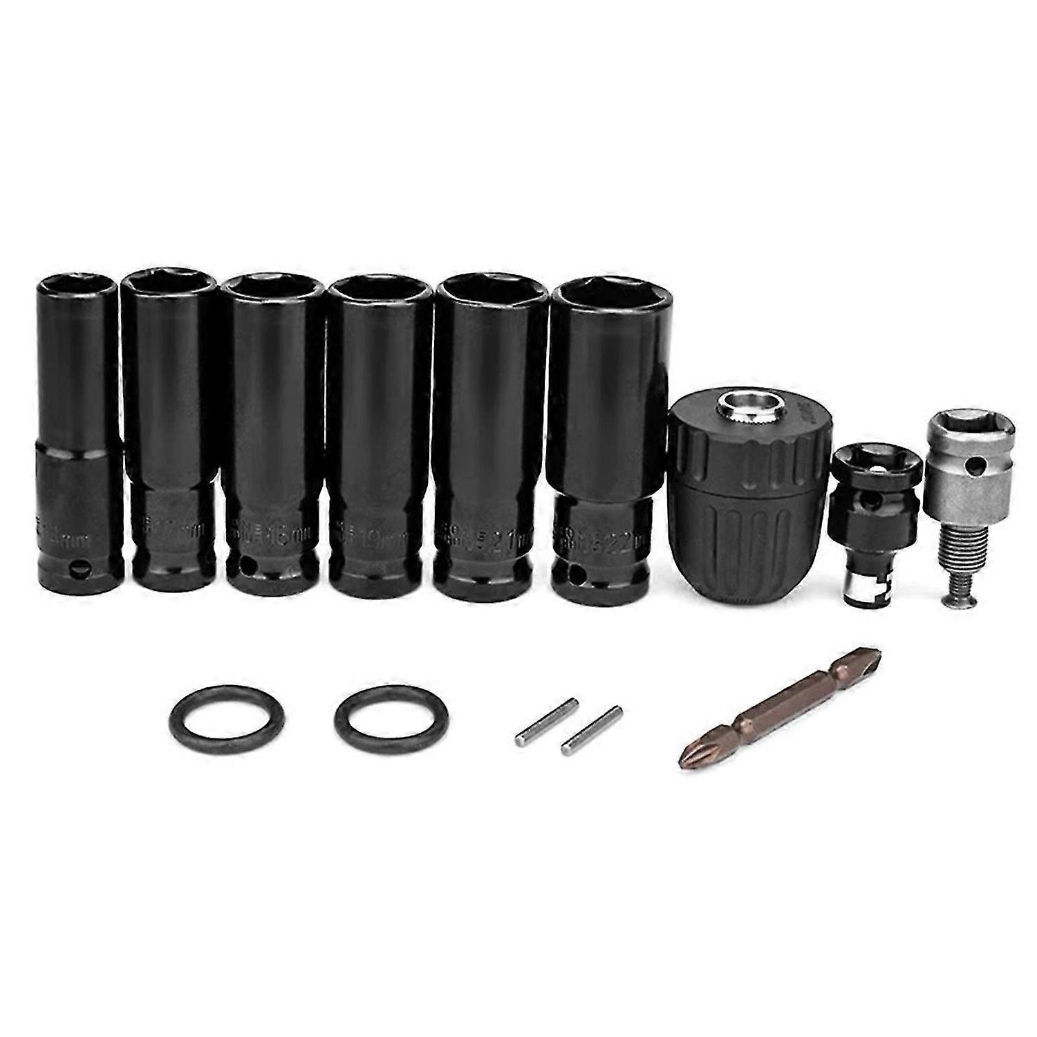14Pcs Electric Impact Wrench Hexs Socket Adapter Kit Drill Chuck Drive Adapter for Electric Drill Wrench Screwdrivers