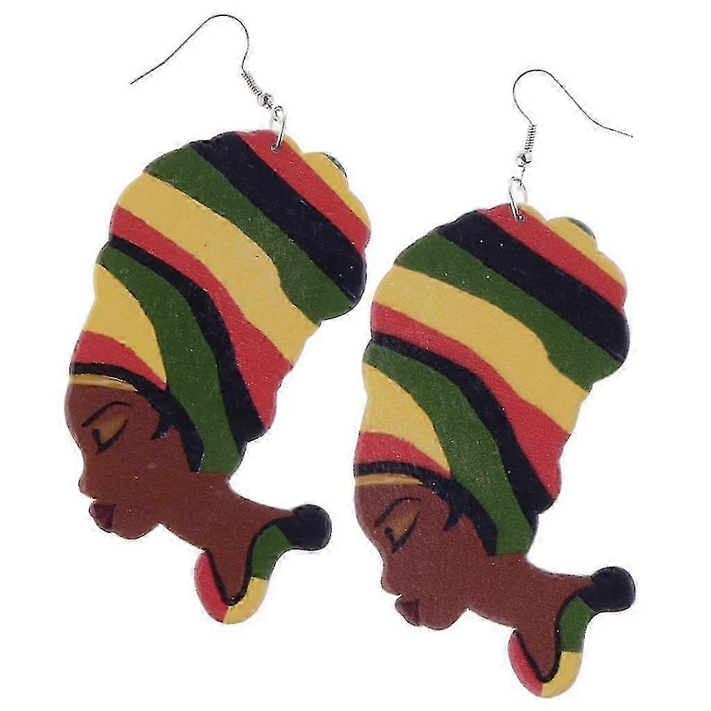 African-Inspired Dance Lady Figure Earrings with Ethnic Dangles
