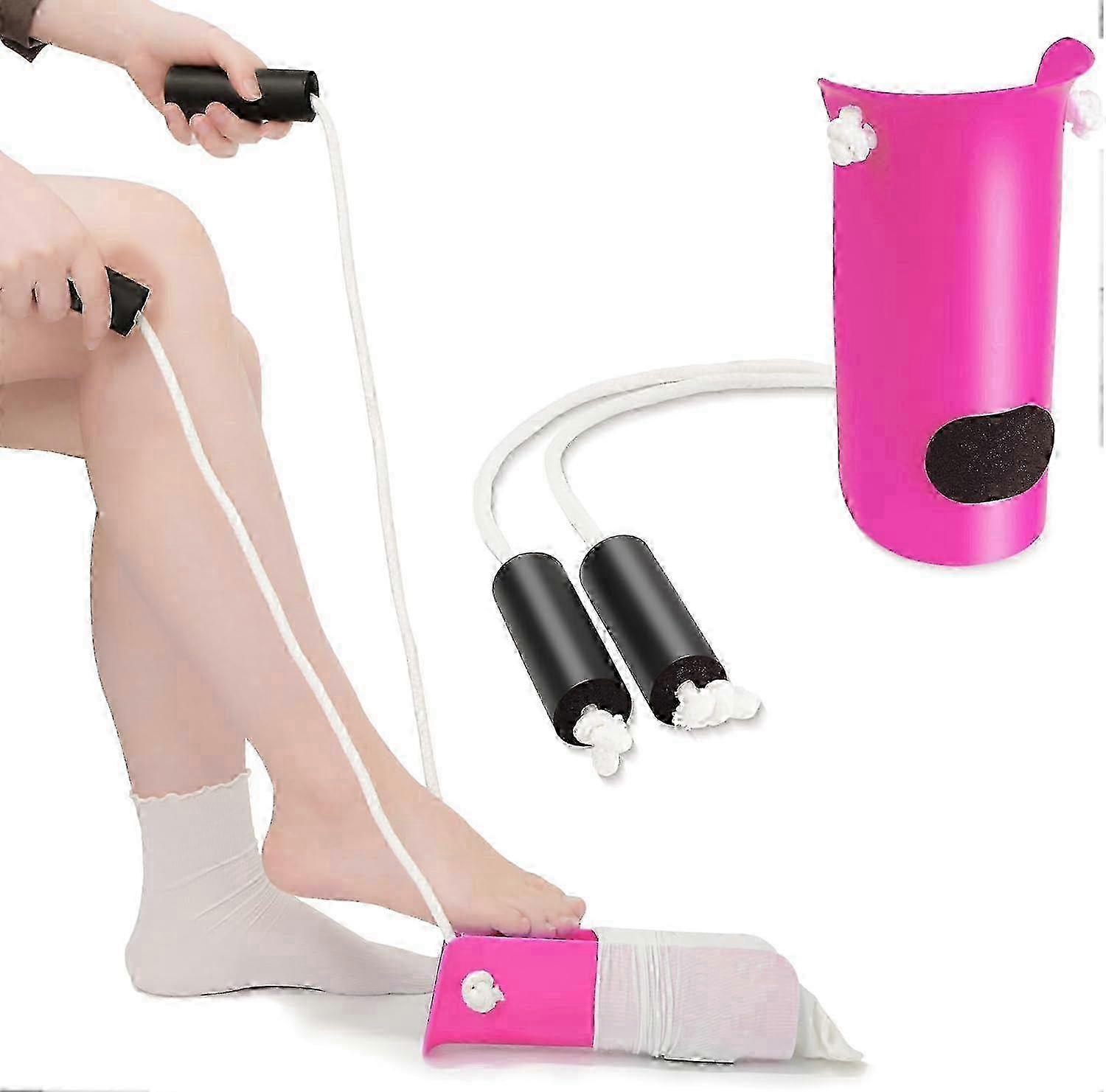 Elderly and Disabled Sock Helper with Foam Handles for Easy On and Off Designed for Comfort (Rose Color) 2025