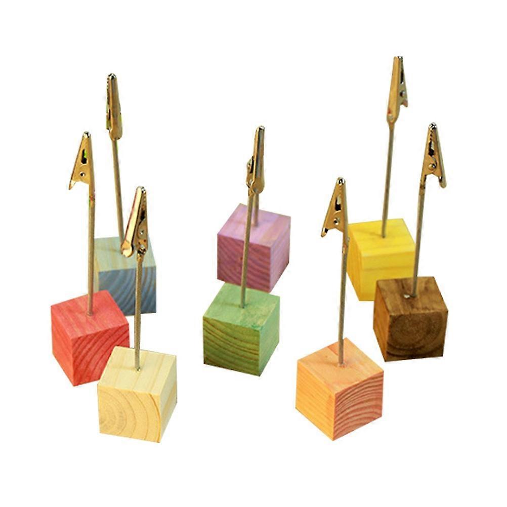 Memo Clip Square Wood Photo Holder for Tabletop Use 72Pcs Mixed Color