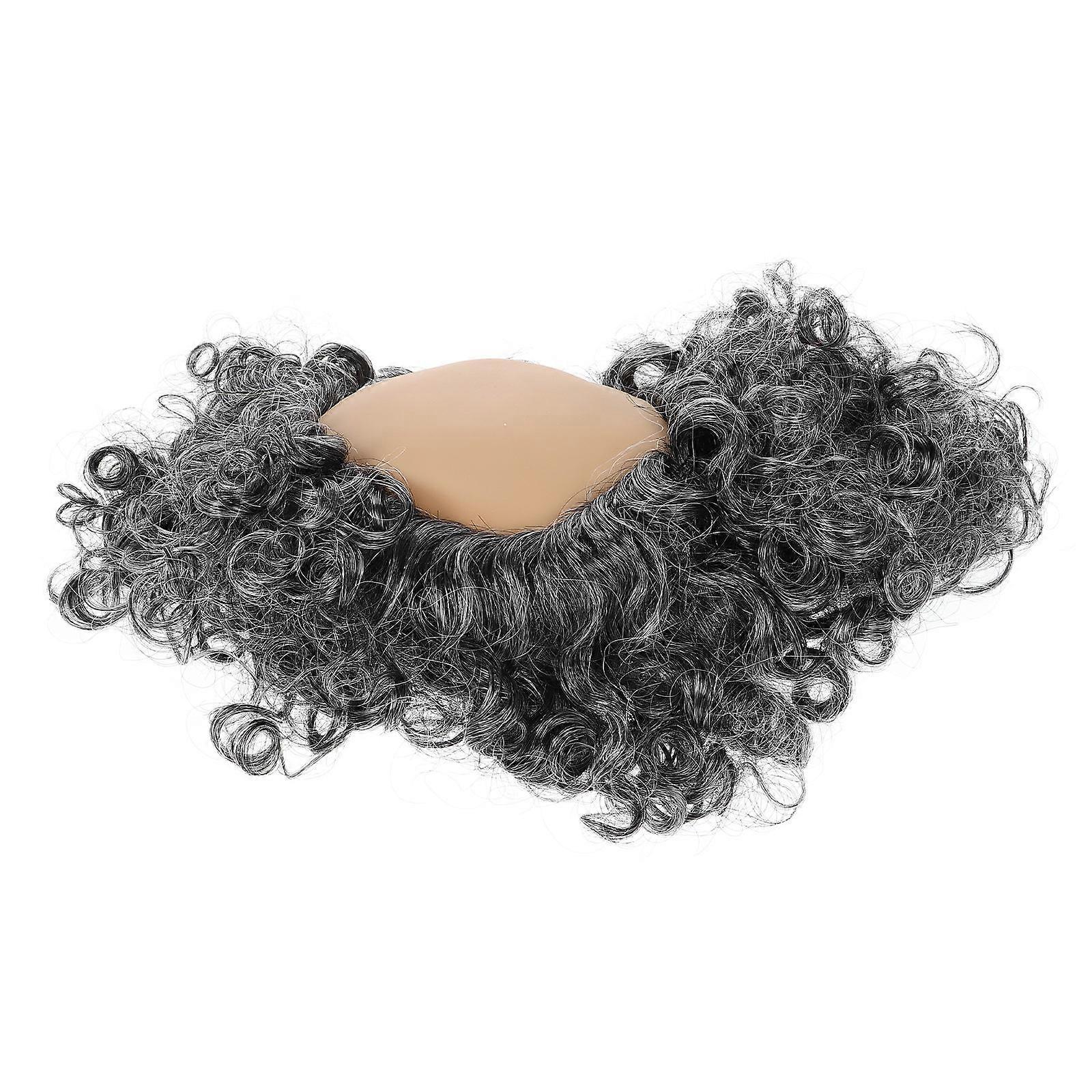 3Pcs Grey Balding Wig for Men Short Curly Old Man Costume Wig