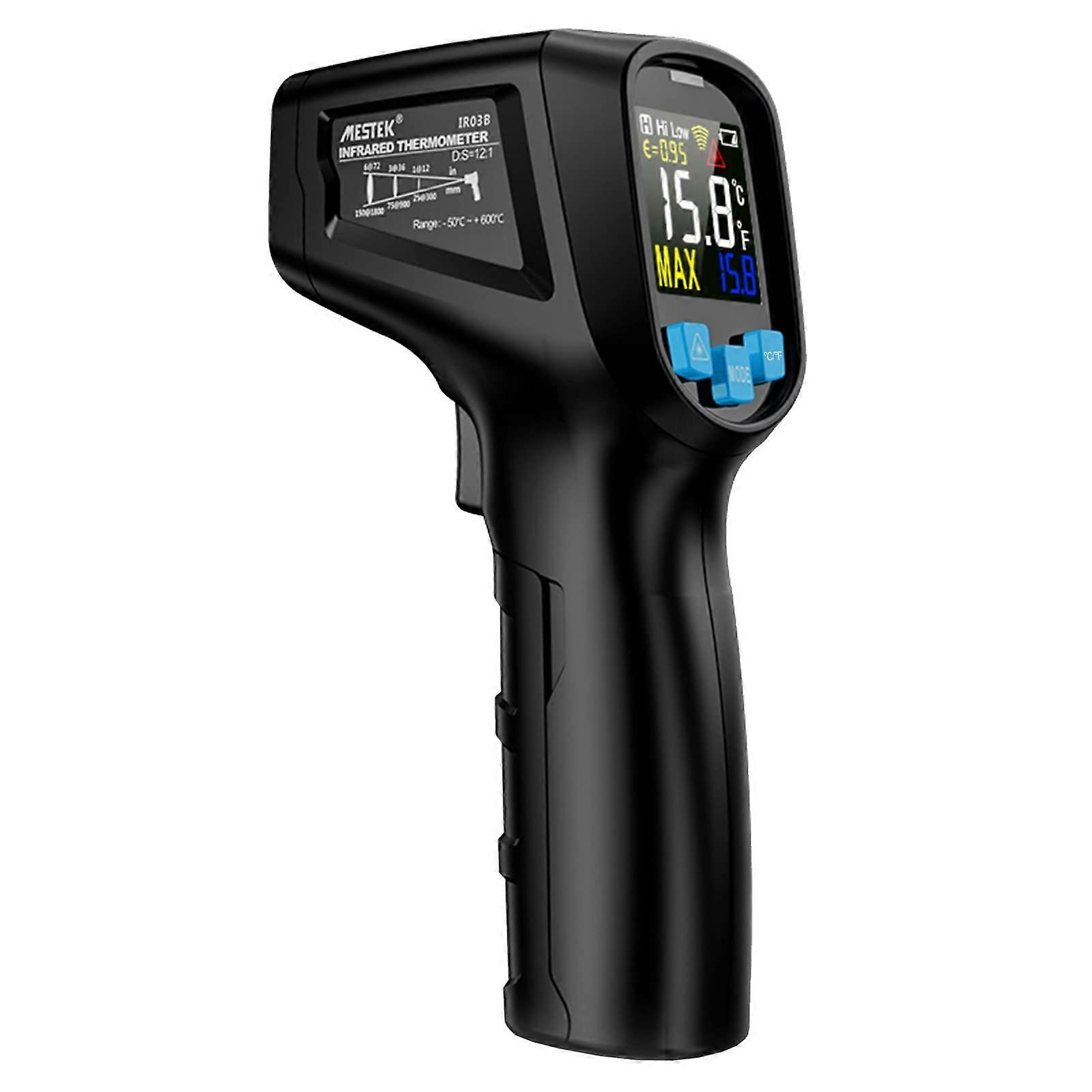 Infrared Thermometer Handheld NonContact Digital LCD Pyrometer IR03B 50600C Adjustable Emissivity Industrial IR Tester