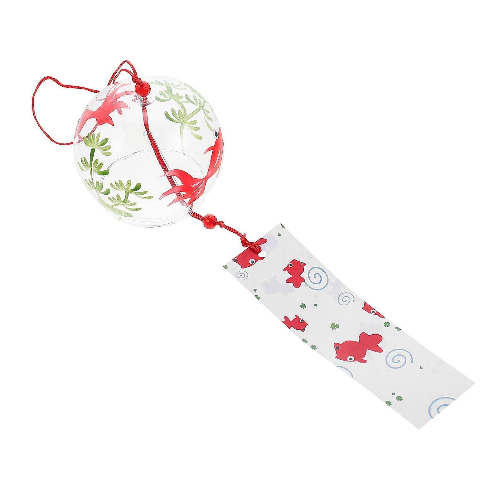 Japanese Style Glass Wind Chime for Home Decor 2Pcs Hand Blown Crafts in Red