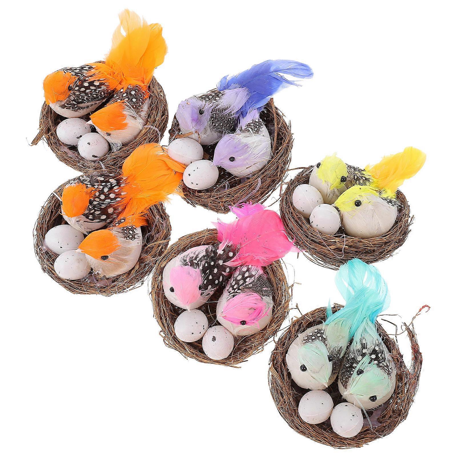 Simulation Birds Ornaments Artificial Bird Models for Garden 6Pcs