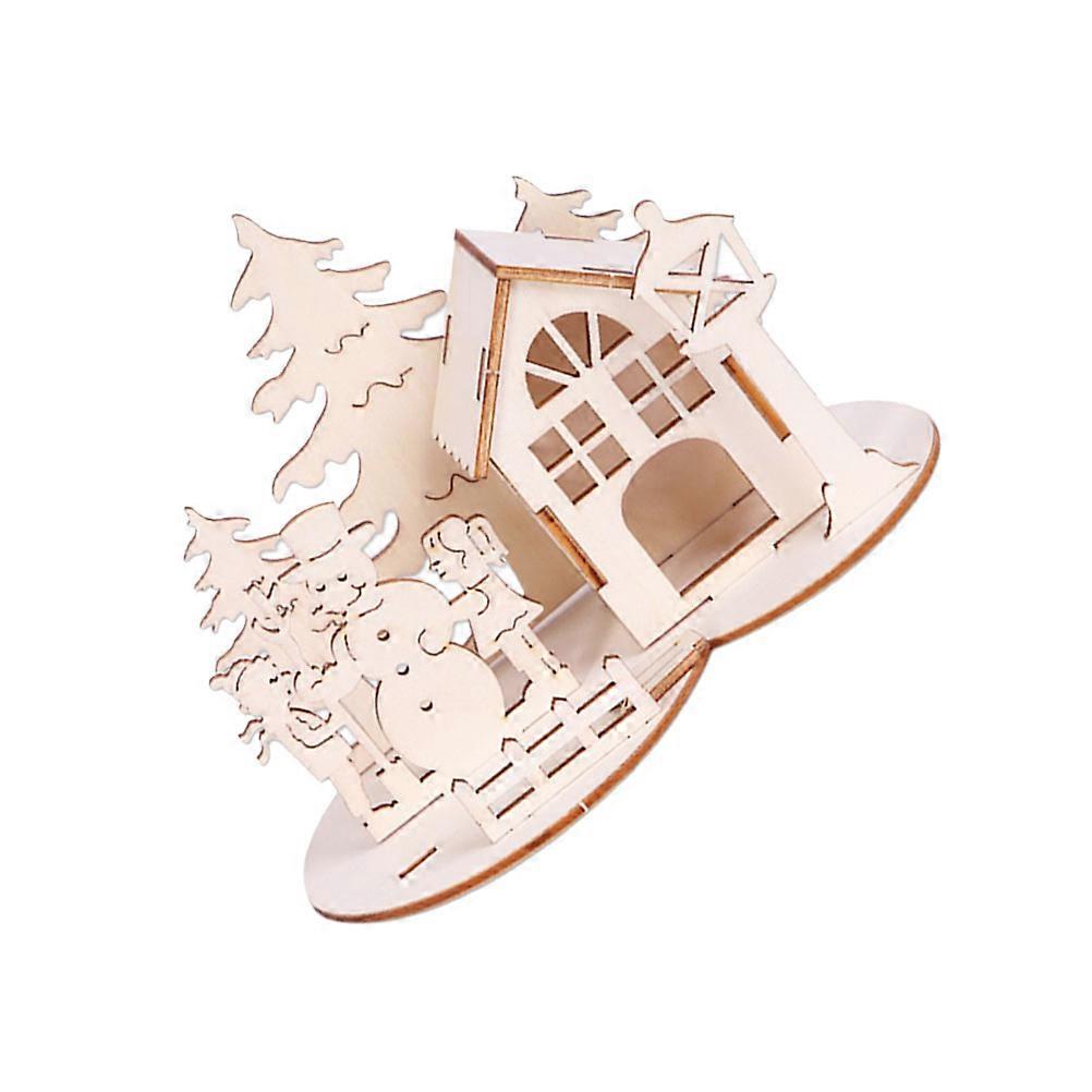 Christmas Atmosphere Decorative Insert Assembly Model Wooden Puzzle For Desktop Decor 11x15cm 2Pcs