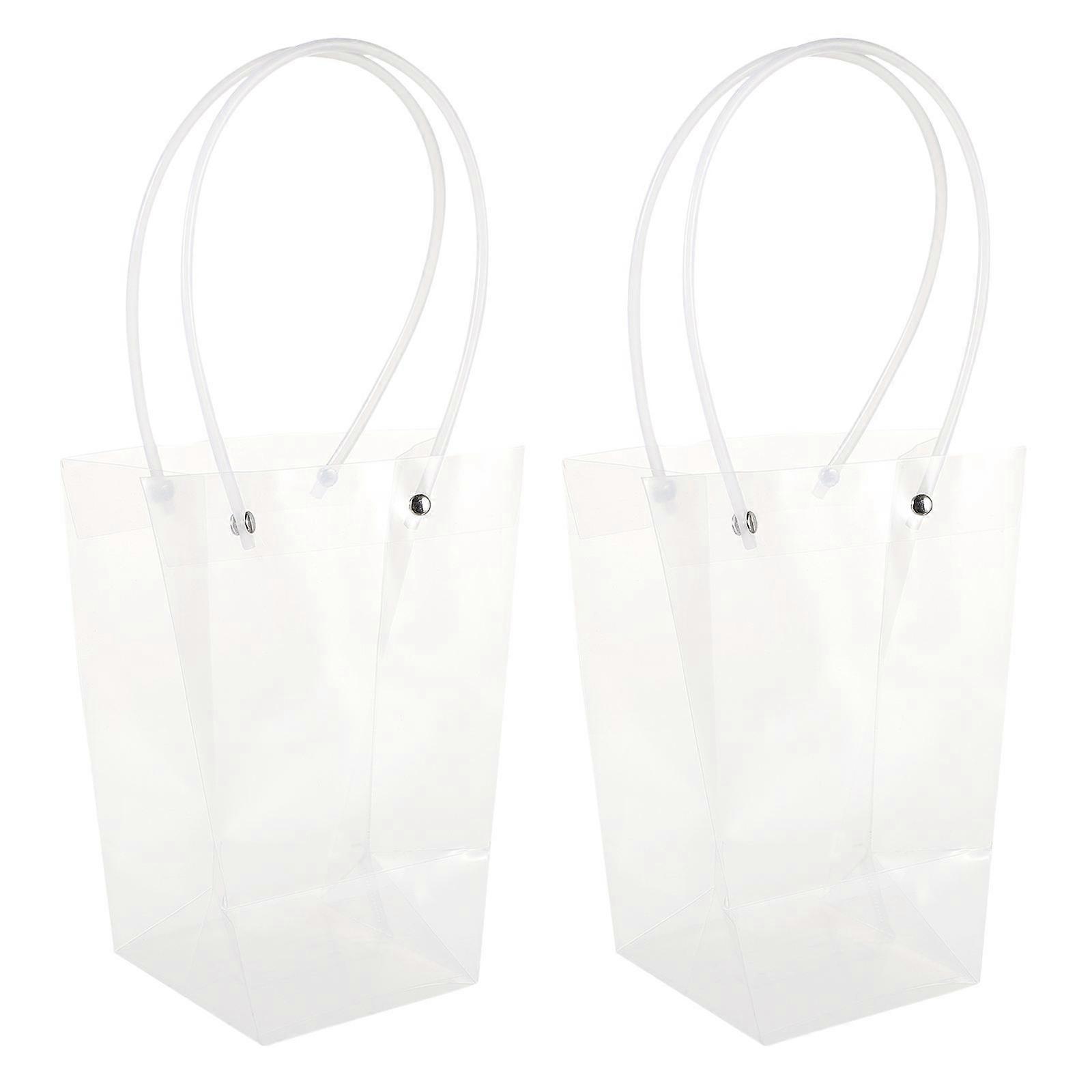 Flower Wrapping Container Transparent Tote Bag for Storage Use 4Pcs
