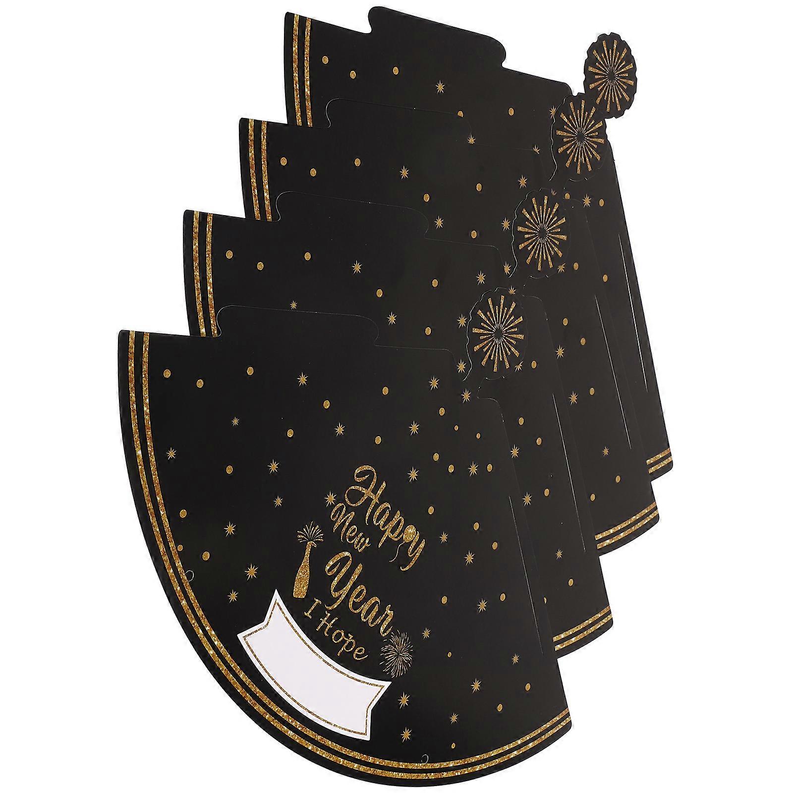 New Year Party Hats Paper Cone Hats for Party Use 4Pcs Black Paper Material