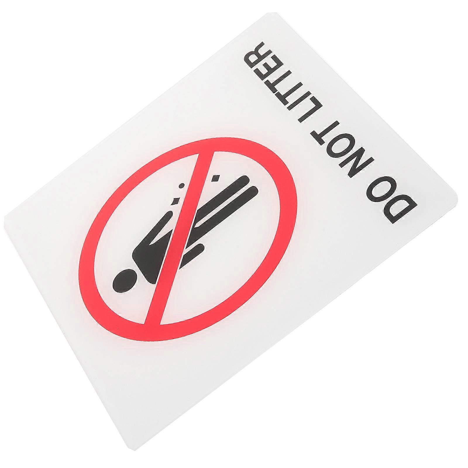 No Litter Reminder Acrylic Wall Sign For Indoor Use In Beige Color With Square Shape Designed For General Public 1Pcs
