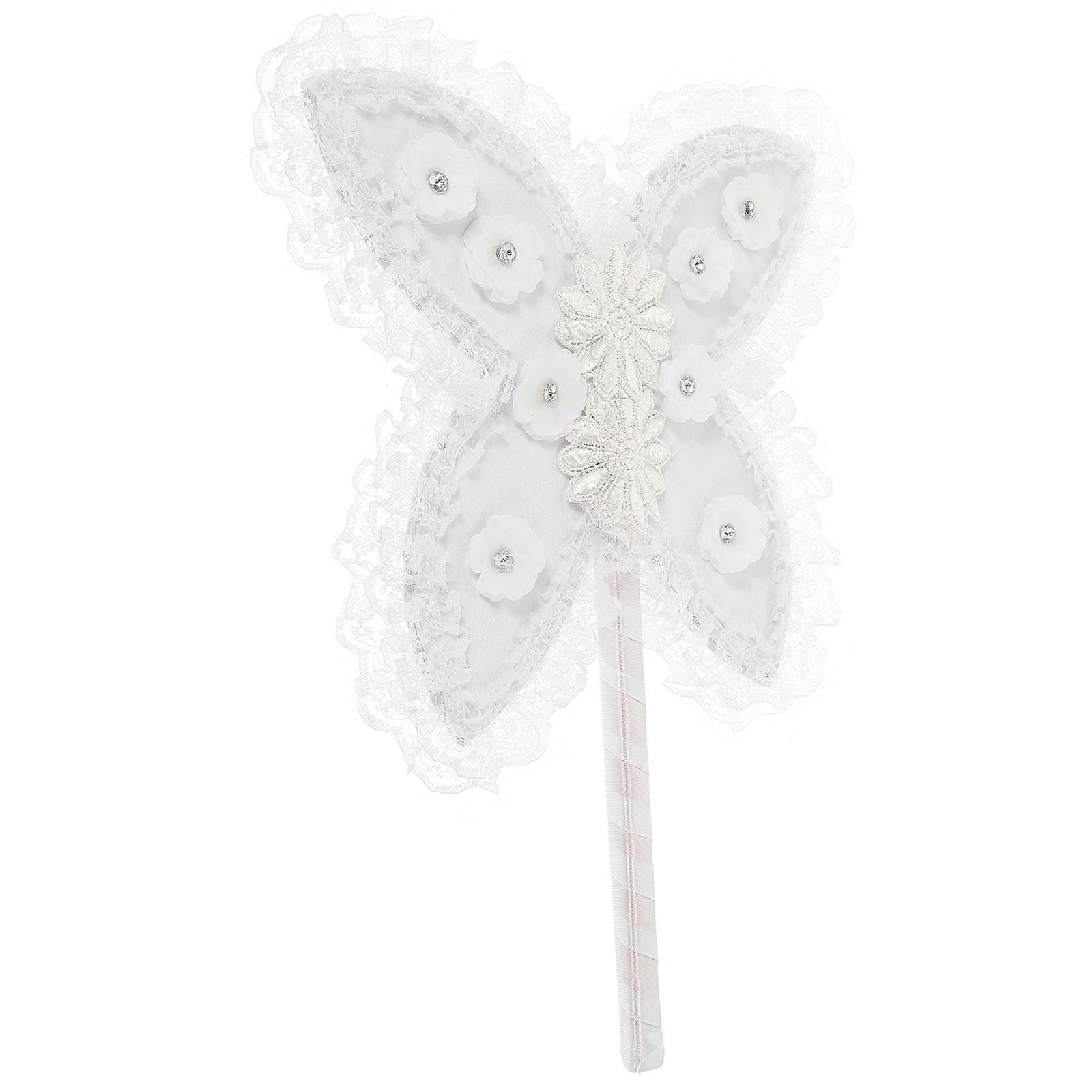 Butterfly Shaped Handheld Fan Lace Flower Pattern Decorative Cooling Prop 1Pack