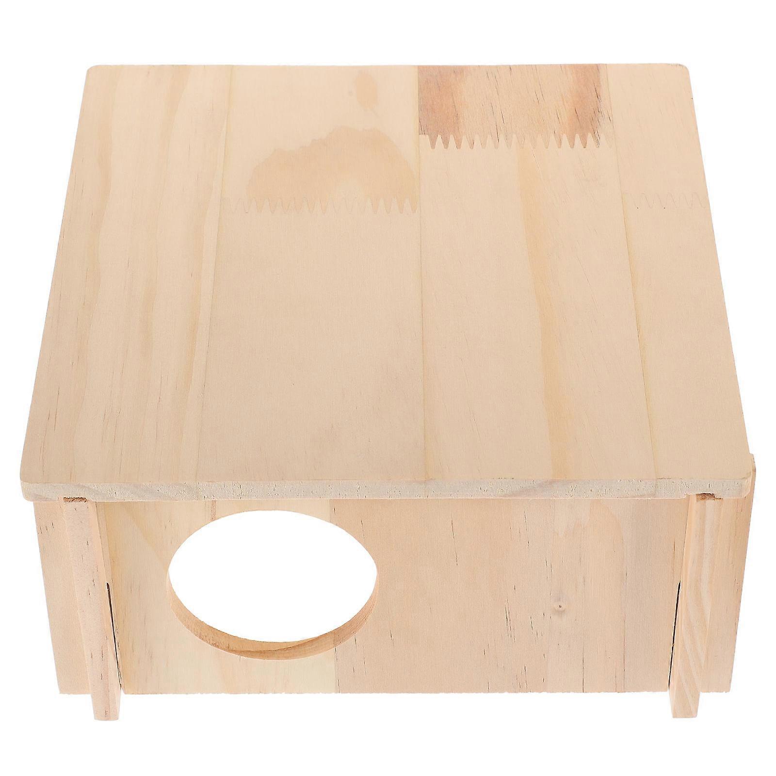 Guinea Pig House Wood Hamster Hideout for Small Pets 2Pcs Indoor Nest