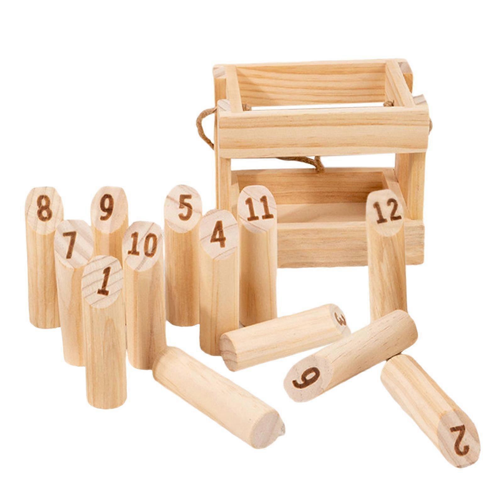 Wooden Throwing Game Throwing Bowling Throwing Scatter for Backyard Lawn
