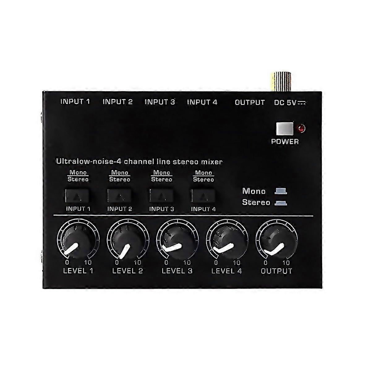 For Ultracompact 4 Channel Stereo Sound Lownoise Mixer For Recording Live Broadcasting Us Plug Max40