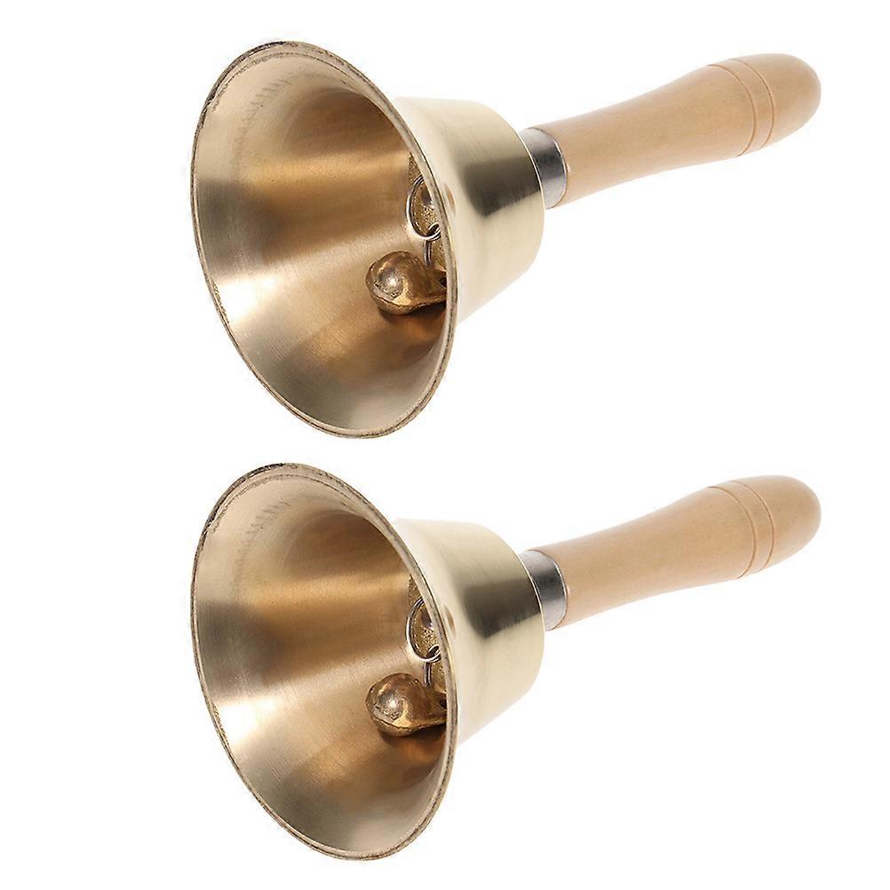 Wood Handle Copper Call Bell for Party Use 4Pcs Dinner Service Bell